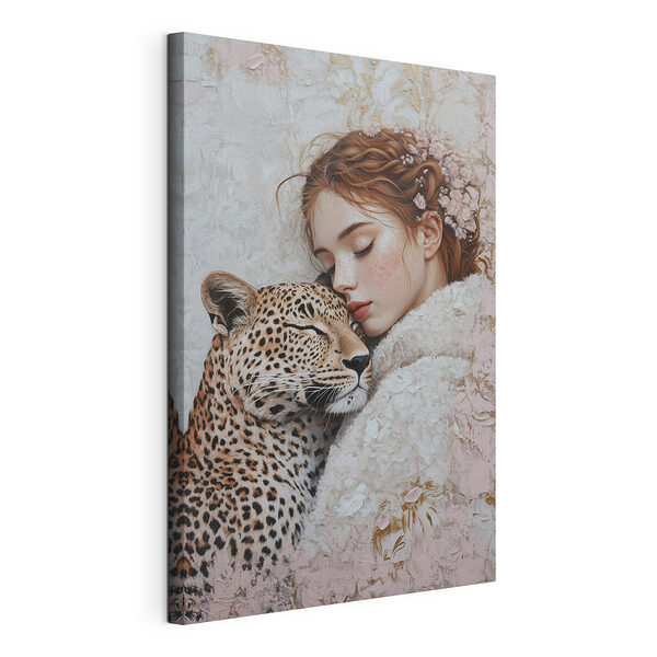 Tablou pe pânză Femeie cu un leopard