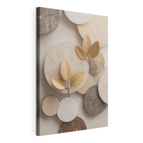Tablou pe pânză Grup de obiecte circulare cu frunze (SKU: s48692) Tablou pe pânză Tablou pe pânză Grup de obiecte circulare cu frunze (SKU: s48692)