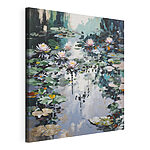 Tablou pe pânză Tablou cu frunze de nufăr și flori