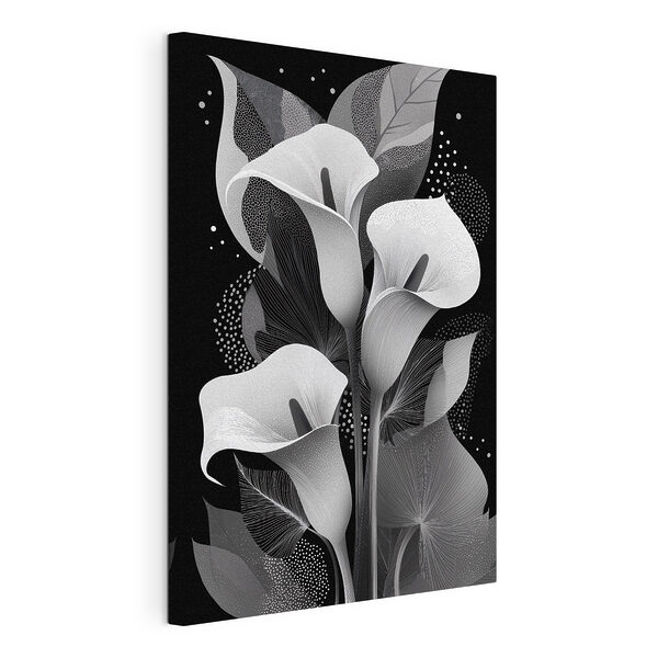 Un model floral elegant în nuanțe monocrome Tablou pe pânză Un model floral elegant în nuanțe monocrome