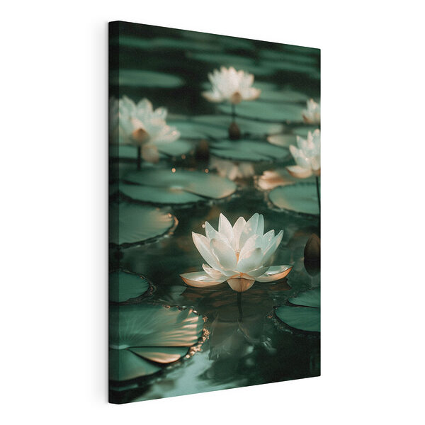 O floare albă pe apă Tablou pe pânză O floare albă pe apă