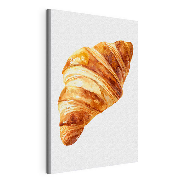 O delicioasă croissantă proaspăt scoasă din cuptor, cu unt Tablou pe pânză O delicioasă croissantă proaspăt scoasă din cuptor, cu unt
