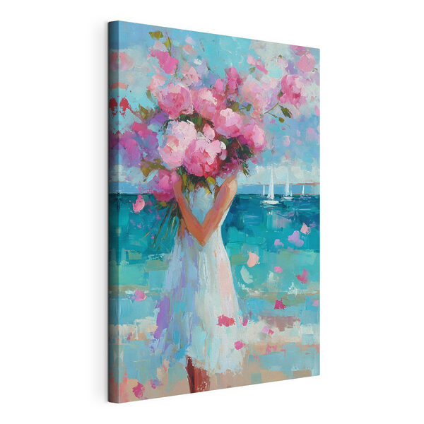 Tablou pe pânză Tablou pe pânză Tablou reprezentând o femeie care ține un buchet de flori (SKU: s49937)
