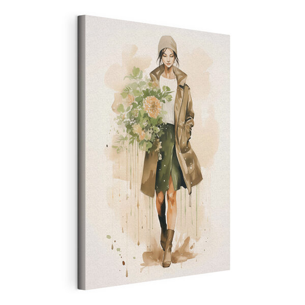 Tablou pe pânză Tablou pe pânză O femeie care ține un buchet de flori (SKU: s50247)