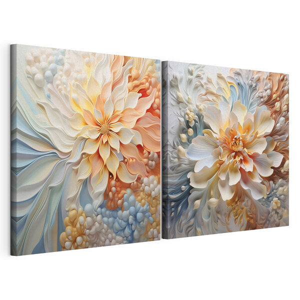 Tablou modular pe pânză Modele florale elegante în nuanțe delicate