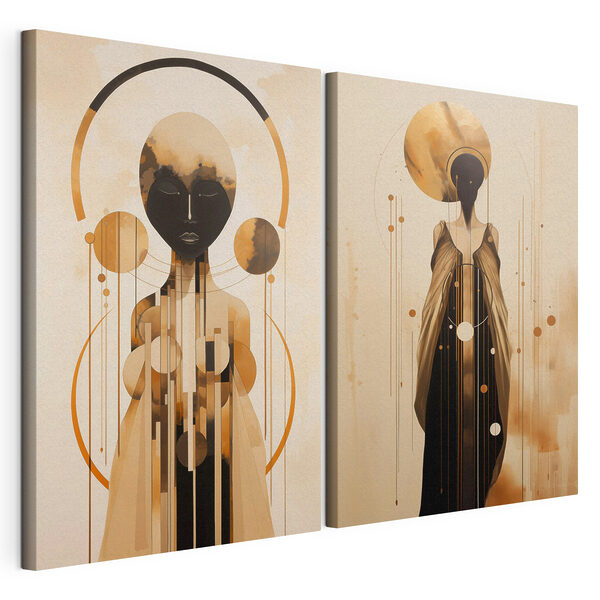 Tablou modular pe pânză Figuri abstracte cu elemente geometrice