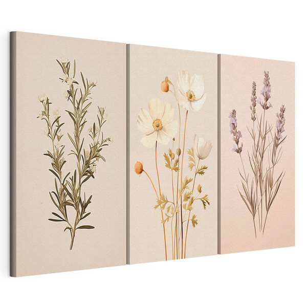 Tablou modular pe pânză Tablou cu flori albe