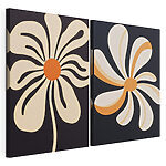 Tablou modular pe pânză Motive florale capricioase pe fundal întunecat