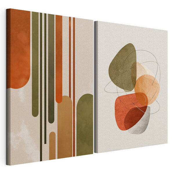 Tablou modular pe pânză Forme abstracte în culori calde