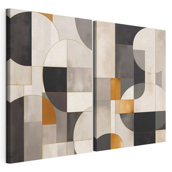 Tablou modular pe pânză Forme abstracte în nuanțe discrete