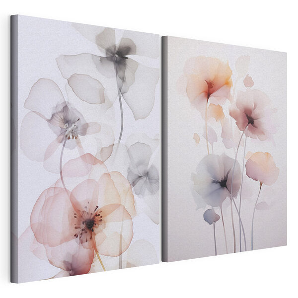 Tablou modular pe pânză Flori delicate în culori pale