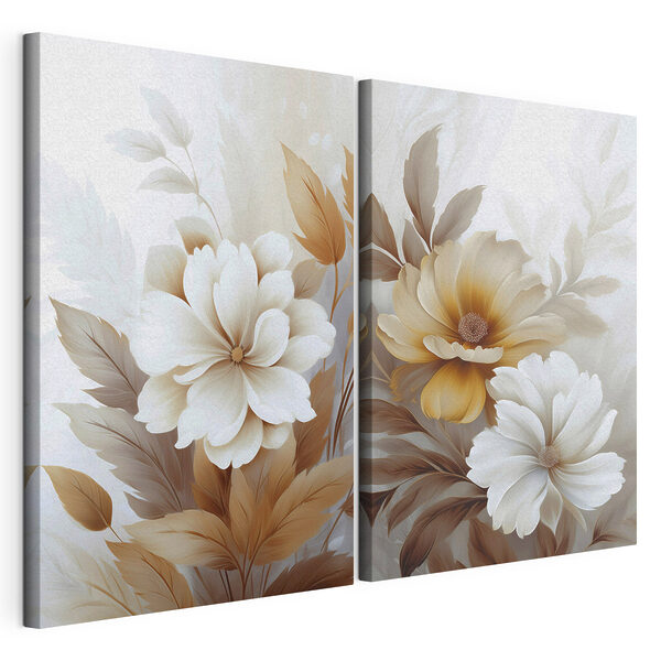 Tablou modular pe pânză Flori delicate în nuanțe calde