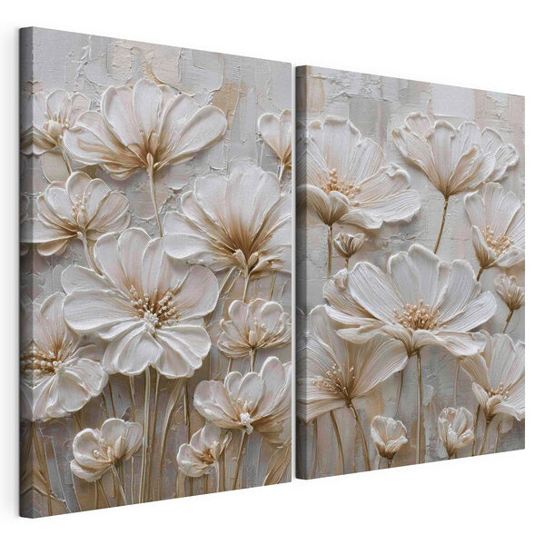 Flori delicate în nuanțe delicate Tablou modular pe pânză Flori delicate în nuanțe delicate
