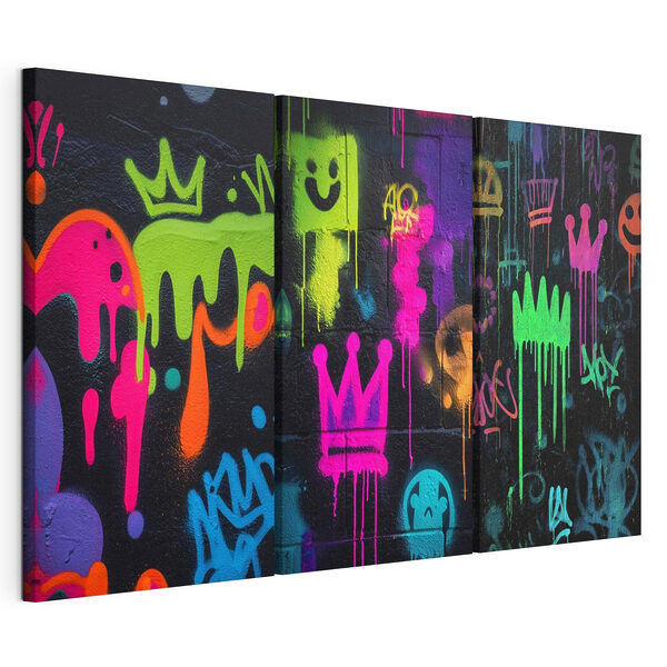 Tablou modular pe pânză Artă stradală plină de viață, în culori neon