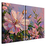 Tablou modular pe pânză Tablou cu flori pe fond violet