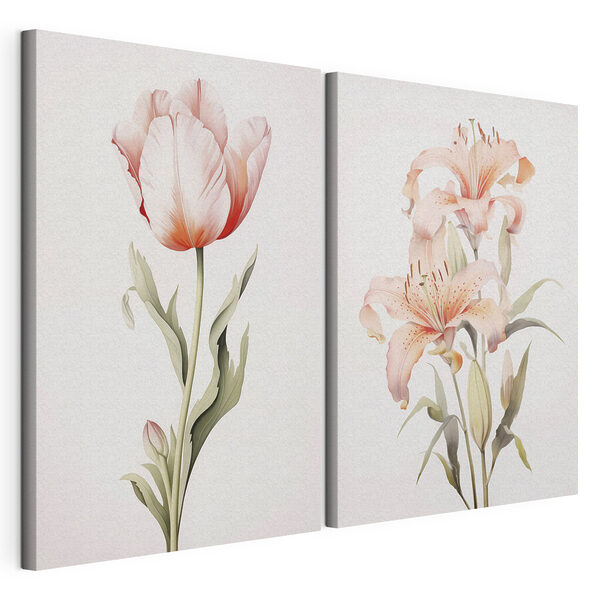 Tablou modular pe pânză Flori delicate în nuanțe pastelate delicate
