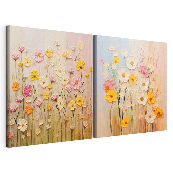 Tablou modular pe pânză Pictură cu flori pe pânză