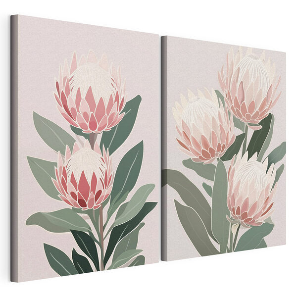 Eleganță florală în nuanțe delicate Tablou modular pe pânză Eleganță florală în nuanțe delicate
