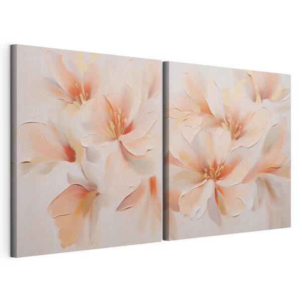 Tablou modular pe pânză Flori delicate, în nuanțe blânde