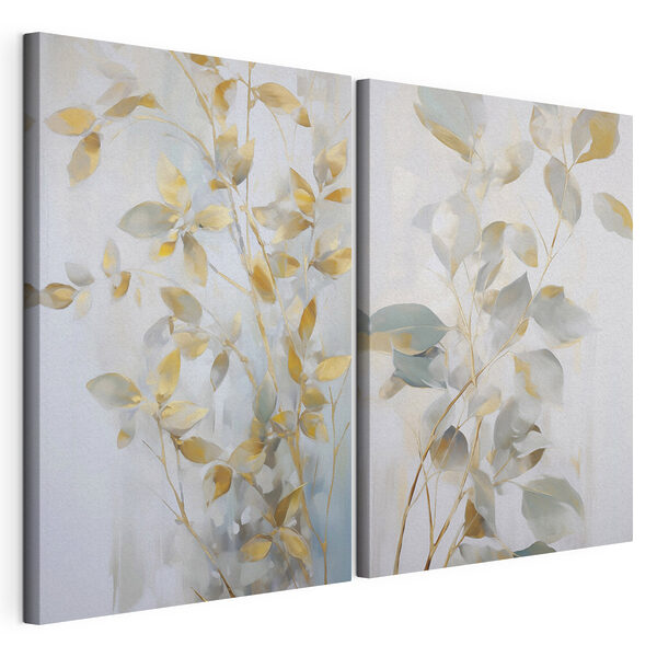 Tablou modular pe pânză Frunziș elegant în culori delicate