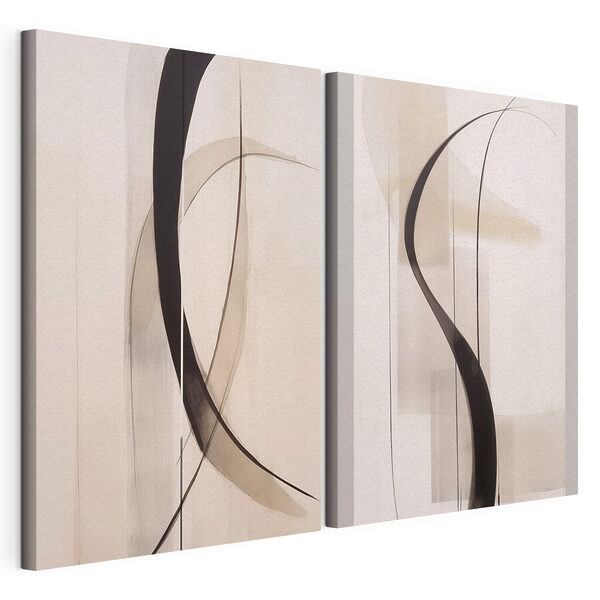 Tablou modular pe pânză Curbe elegante în nuanțe delicate