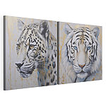 Tablou modular pe pânză Două tablouri cu tigri și leoparzi