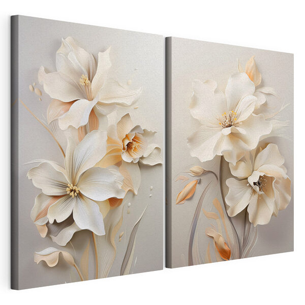 Flori delicate în nuanțe subtile Tablou modular pe pânză Flori delicate în nuanțe subtile