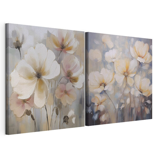 Tablou modular pe pânză Flori delicate în nuanțe blânde
