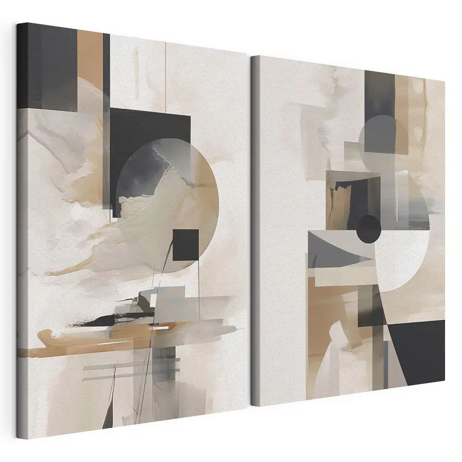 Tablou modular Pictură reprezentând câteva pătrate și cercuri (SKU: m01102)