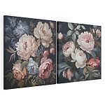 Tablou modular pe pânză Flori delicate pe un fundal întunecat