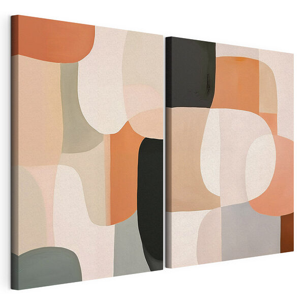 Tablou modular pe pânză Forme abstracte în culori delicate