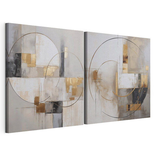Tablou modular pe pânză Linii abstracte în nuanțe de pământ