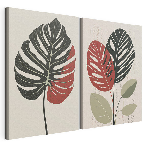 Două imagini ale unei plante Tablou modular pe pânză Două imagini ale unei plante
