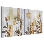 Tablou modular pe pânză Motive florale delicate combinate cu forme geometrice