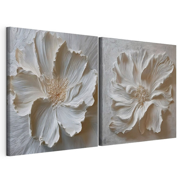 Tablou modular pe pânză Flori delicate în nuanțe delicate