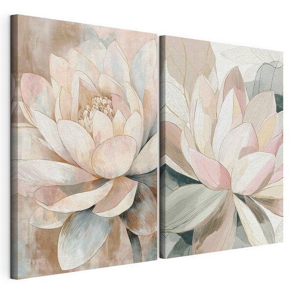 Flori delicate în nuanțe pastelate delicate Tablou modular pe pânză Flori delicate în nuanțe pastelate delicate