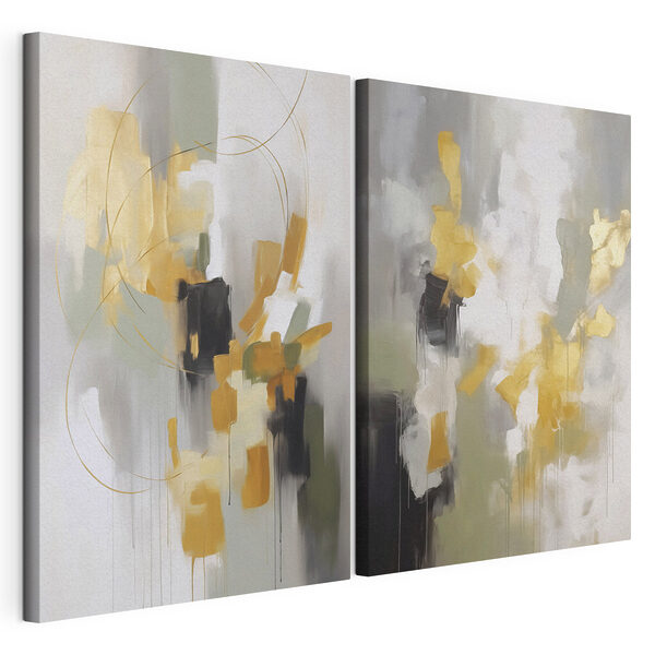 Tablou modular pe pânză Forme abstracte în culori discrete