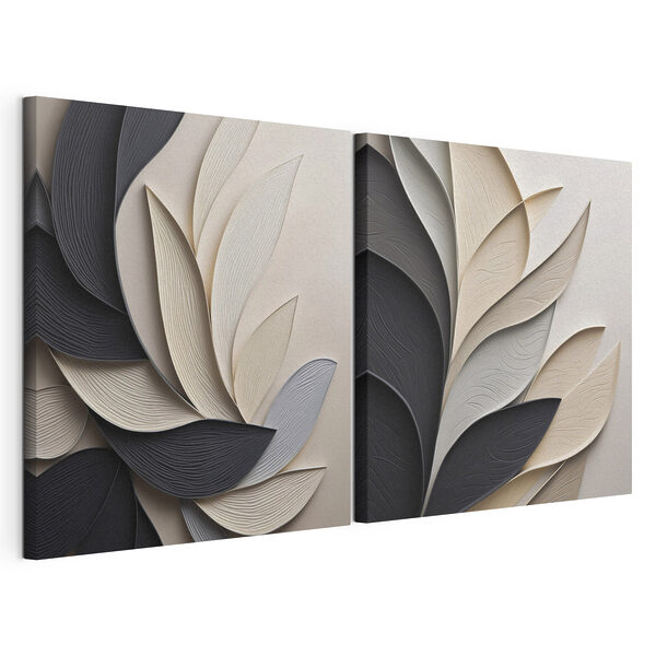 Tablou modular pe pânză Frunze delicate în nuanțe armonioase