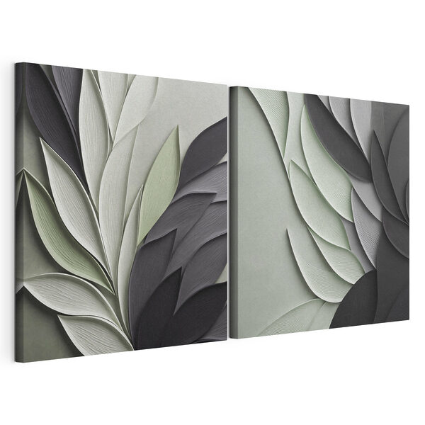 Tablou modular pe pânză Creație cu design stratificat, inspirată din motive florale