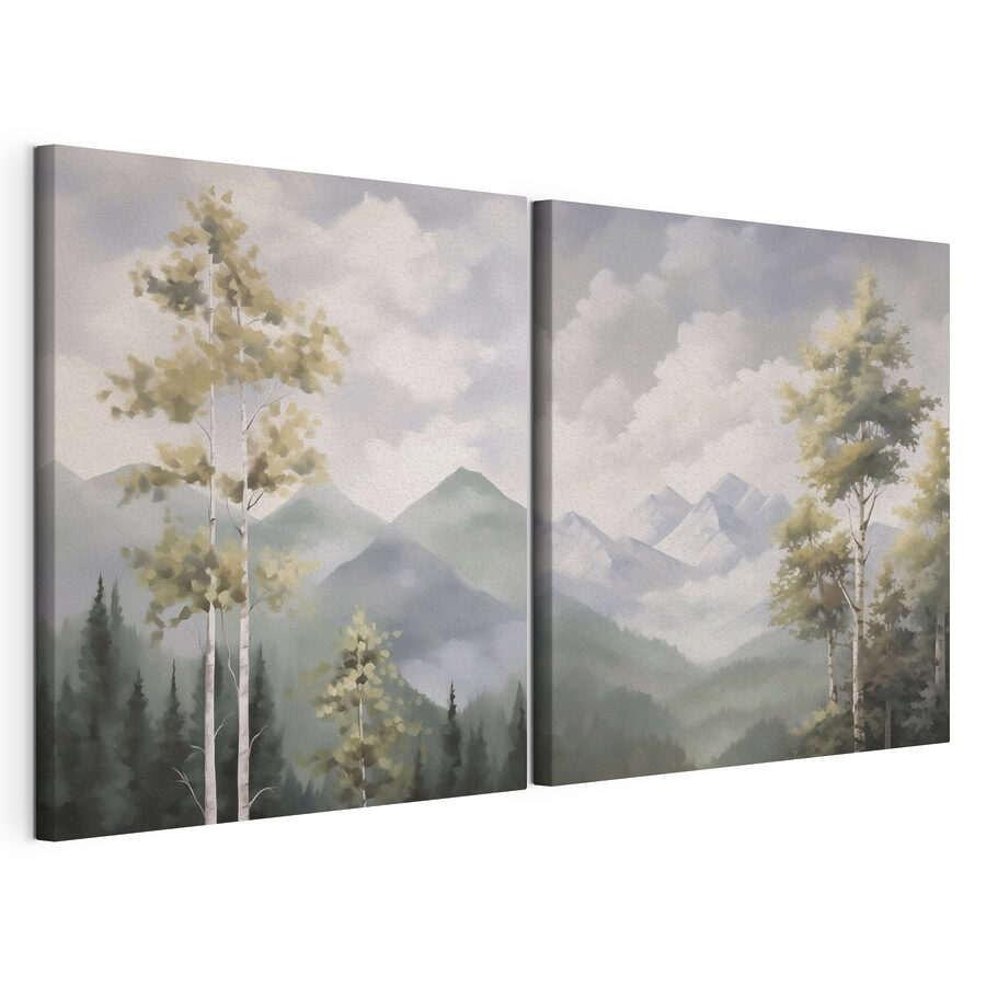 Tablou modular Pictură cu munți și copaci (SKU: m30215) Tablou modular Pictură cu munți și copaci (SKU: m30215)