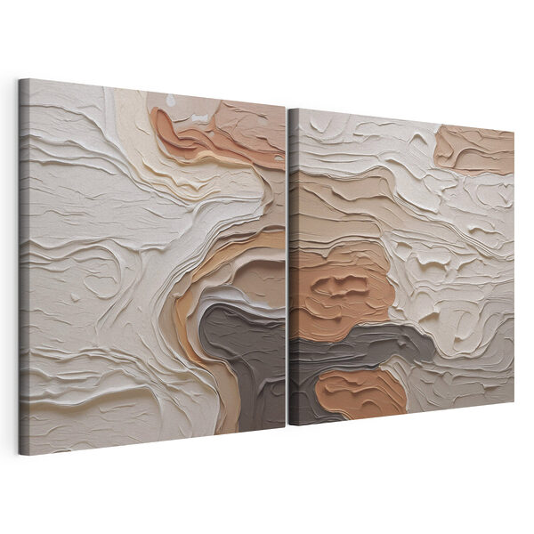 Straturi abstracte în nuanțe de pământ Tablou modular pe pânză Straturi abstracte în nuanțe de pământ