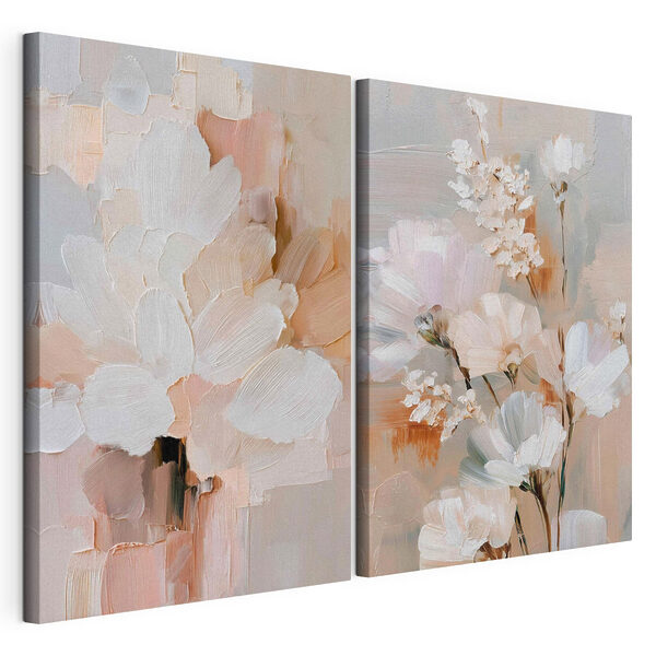 Flori delicate în nuanțe blânde Tablou modular pe pânză Flori delicate în nuanțe blânde