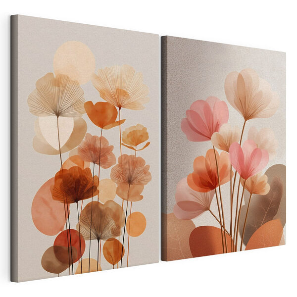 Tablou modular pe pânză - Nuanțe delicate ale florilor înflorite