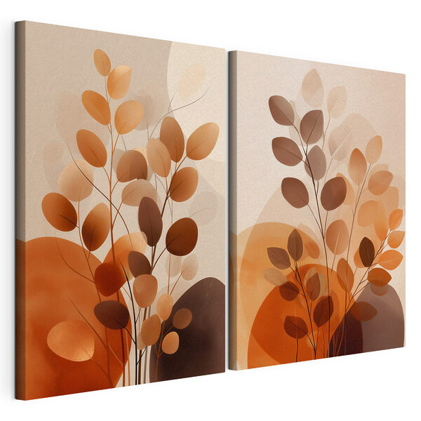 Tablou modular pe pânză Design botanic artistic în nuanțe calde