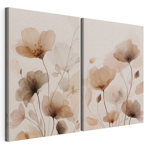 Tablou modular pe pânză Flori delicate în nuanțe delicate
