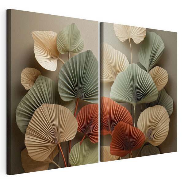 Frunze delicate în nuanțe delicate Tablou modular pe pânză Frunze delicate în nuanțe delicate
