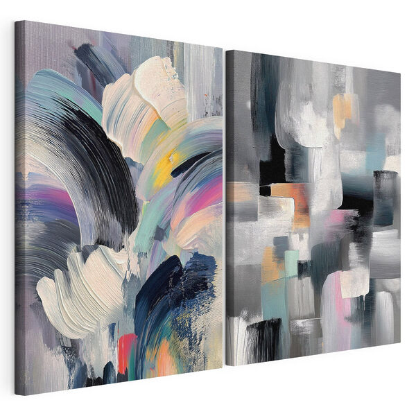 Tablou modular pe pânză Trăsături abstracte în culori vibrante