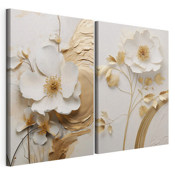 Tablou modular pe pânză Flori delicate, cu detalii elegante
