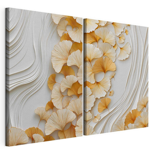Tablou modular pe pânză Frunze delicate de ginkgo în nuanțe delicate