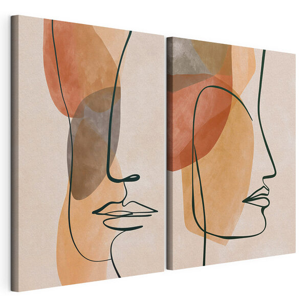 Tablou modular pe pânză Fețe abstracte în culori delicate